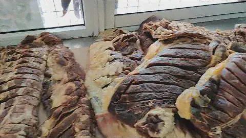 Дагестан. Сушеное андийское мясо и колбасы на рынке Каспийска.